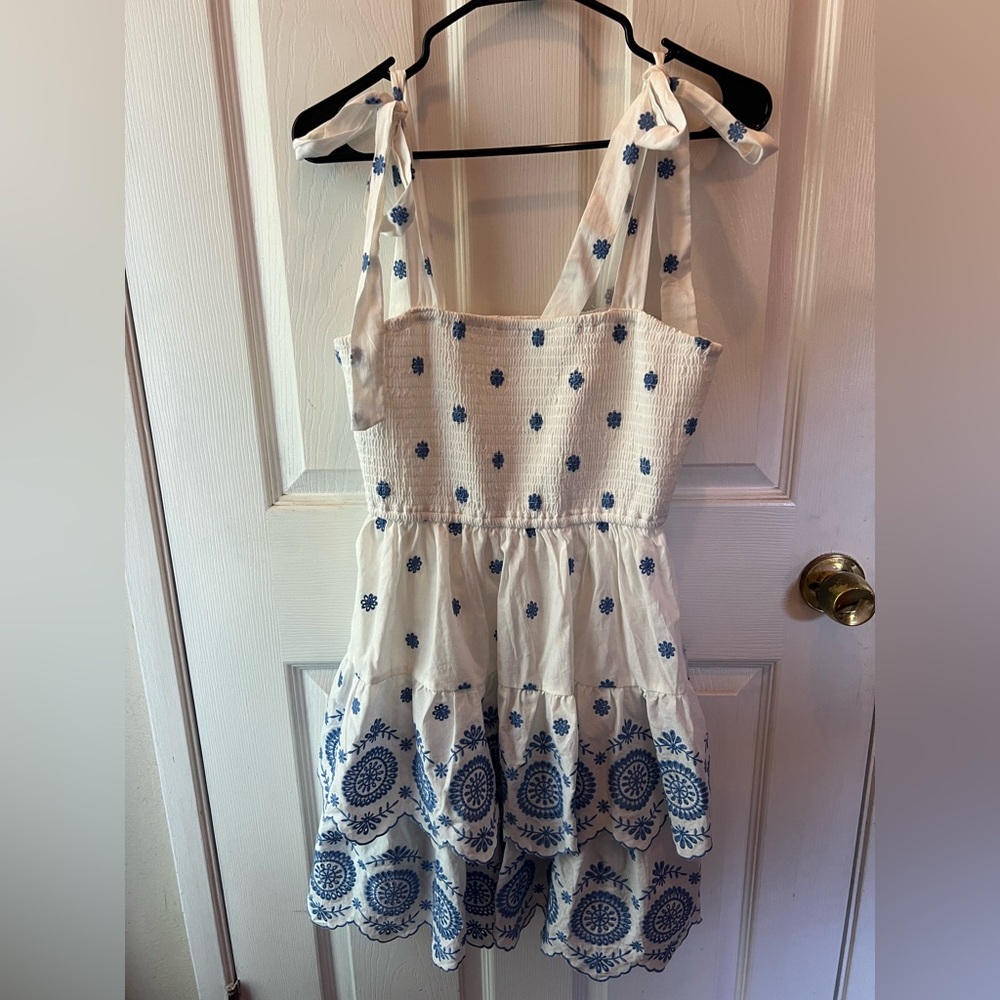 White and Blue Floral Dress